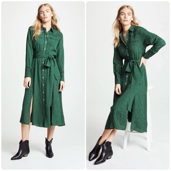 Veronica Beard Dresses & Skirts - Veronica Beard Spur Western Silk Dress in Green, Size 10